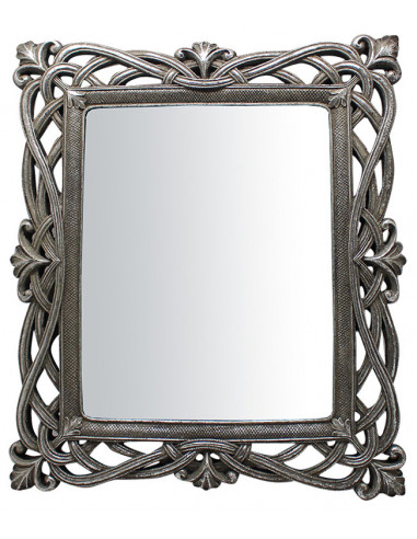 Specchiera verticale/orizzontale da appoggio e da appendere 31x2x36 cm finitura argento anticato