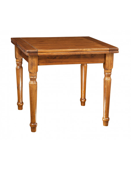 Square table with solid wood extension. Made by hand, Made in Italy