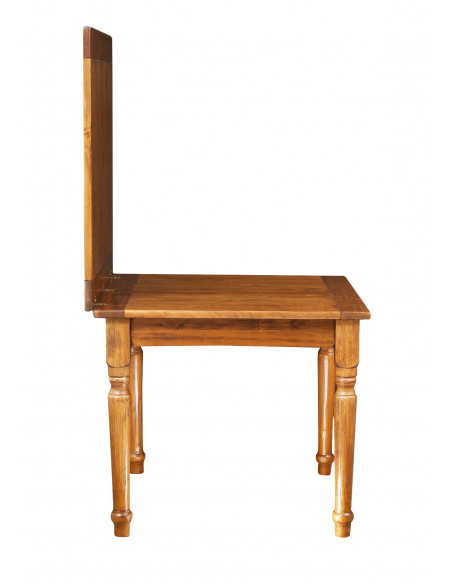 Square table with solid wood extension. Made by hand, Made in Italy. Detail of the long book
