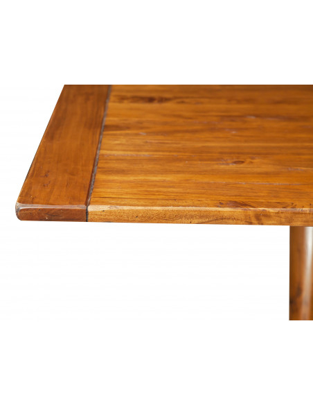 Square table with solid wood extension. Made by hand, Made in Italy. Detail of the open stretch