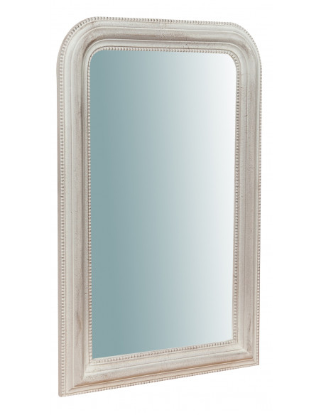 Specchiera da parete in legno finitura bianco anticato Made in Italy L43XPR3,5XH69 cm