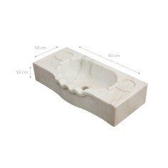 Lavandino smerlato in marmo bianco  L60xPR30xH14 cm 2