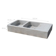 Pia com dois furos em mármore branco L122xDP61xH20 cm 2