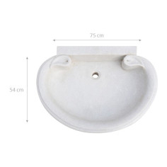 Lavandino in marmo bianco L75xPR54xH15 cm 2