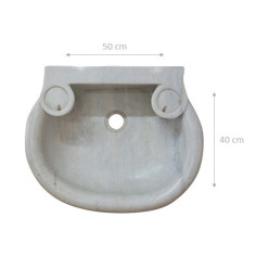 Lavandino em mármore branco L50xPR40xH15 cm - Biscottini.it 2