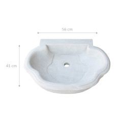 LAVATÓRIO DE MÁRMORE BRANCO L56XDP15XH41 CM 2