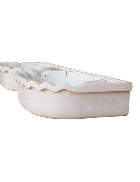 LAVABO A DUE BUCHE  IN MARMO BIANCO L30XPR15XH41 CM