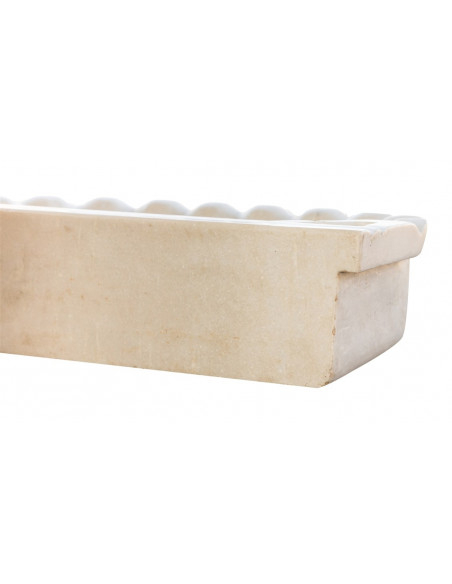 LAVABO A DUE BUCHE  IN MARMO BIANCO L30XPR15XH41 CM