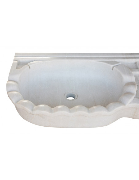 LAVABO A DUE BUCHE  IN MARMO BIANCO L30XPR15XH41 CM