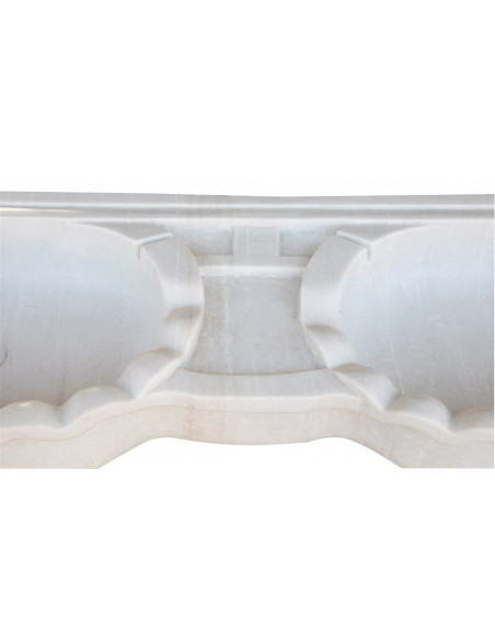 LAVABO A DUE BUCHE  IN MARMO BIANCO L30XPR15XH41 CM