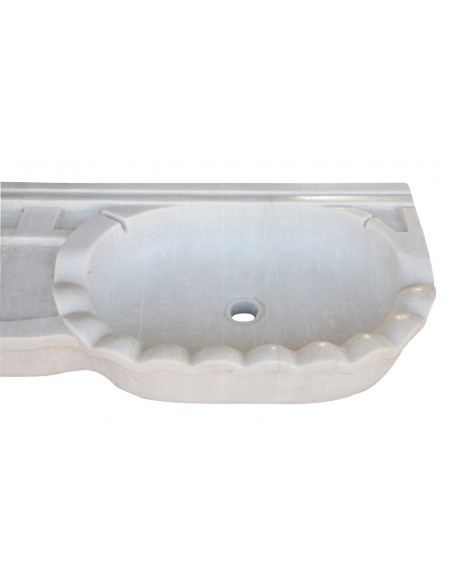 LAVABO A DUE BUCHE  IN MARMO BIANCO L30XPR15XH41 CM