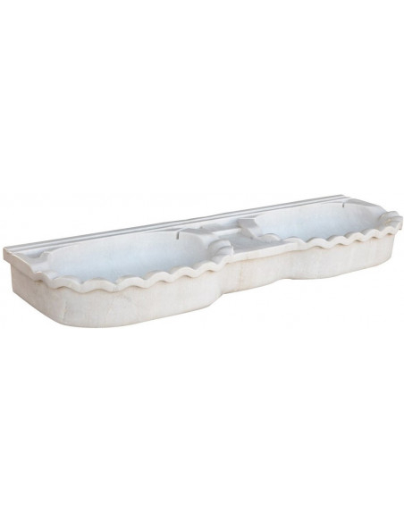 LAVABO A DUE BUCHE  IN MARMO BIANCO L30XPR15XH41 CM