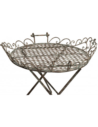 Mesa dobrável em ferro forjado com acabamento ferrugem antigo diam.72x65 cm Mesa dobrável em ferro forjado com acabamento ferrugem antigo diam.72x65 cm