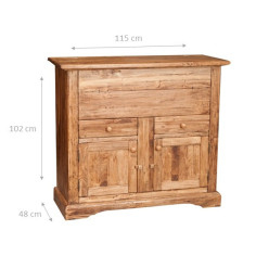 Madia in legno massello di tiglio finitura naturale 115x48x102 cm 2