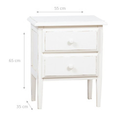 Comodino Country in legno massello di tiglio finitura bianca anticata 55x35x65 cm 2