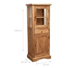 Vetrina Country in  legno massello di tiglio finitura naturale 55x43x150 cm 2