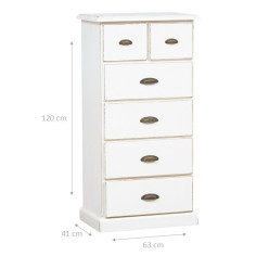 Cômoda country em madeira maciça de limão com acabamento branco antigo 63x41x120 cm 2