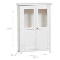 Vetrinetta Country in legno massello di tiglio finitura bianca anticata  68x25x98 cm 2