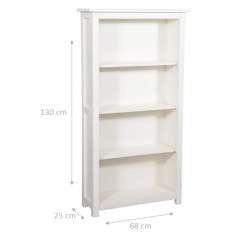Piccola libreria Country in legno massello di tiglio finitura bianca anticata 68x25x130 cm 2