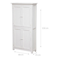 Armário country em madeira maciça de limão com estrutura branca antiga 68x25x130 cm 2