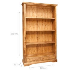 Libreria Country in legno massello di tiglio finitura naturale 109x36x180 cm 2