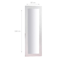 Specchiera rettangolare a muro in legno massello di tiglio finitura bianca anticata 60x3x180 cm 2