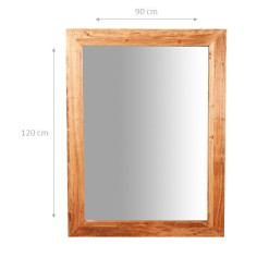 Specchiera rettangolare a muro in legno massello di tiglio finitura naturale 90x3x120 cm 2