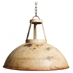 Lampadario Industrial a sospensione non elettrificato L46xPR46xH40 cm in ferro finitura crema anticata
