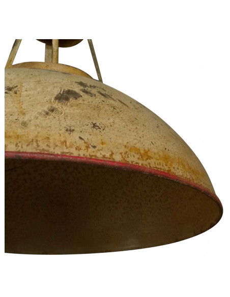 Lampadario Industrial a sospensione non elettrificato L46xPR46xH40 cm in ferro finitura crema anticata