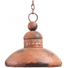 Lampadario Industrial a sospensione non elettrificato L29xPR29xH35 cm in ferro finitura arancio anticata