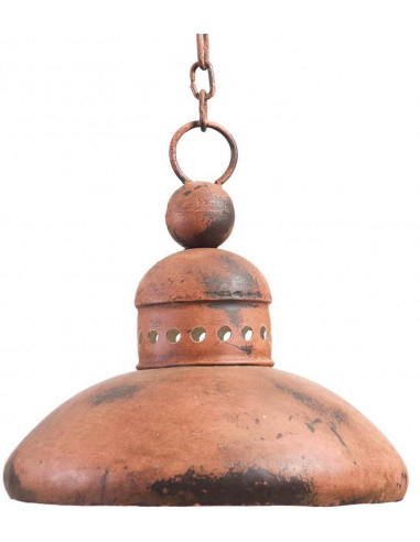 Lampadario Industrial a sospensione non elettrificato L29xPR29xH35 cm in ferro finitura arancio anticata