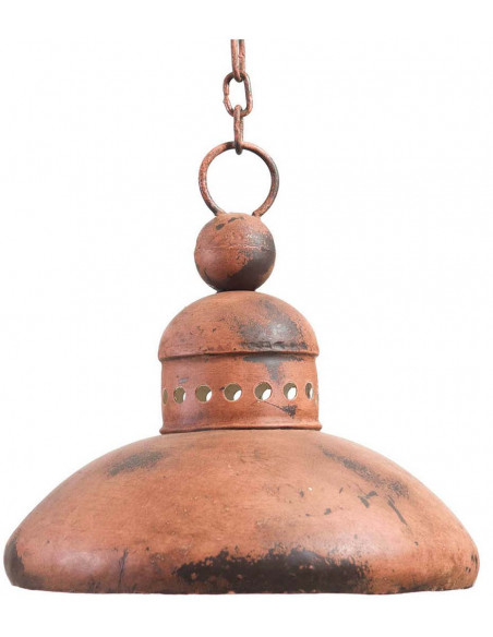 Lampadario Industrial a sospensione non elettrificato L29xPR29xH35 cm in ferro finitura arancio anticata