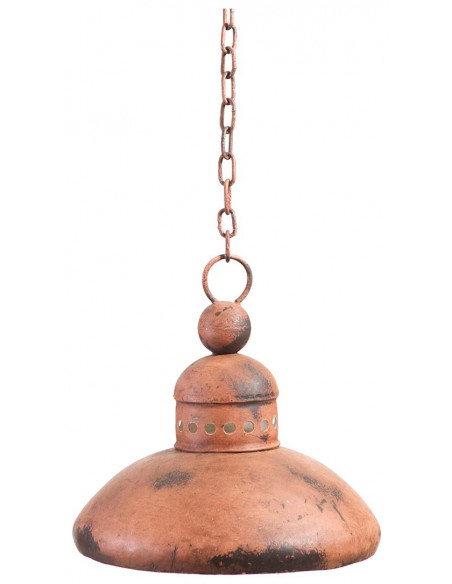 Lampadario Industrial a sospensione non elettrificato L29xPR29xH35 cm in ferro finitura arancio anticata