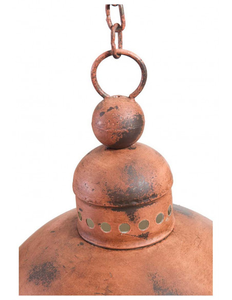 Lampadario Industrial a sospensione non elettrificato L29xPR29xH35 cm in ferro finitura arancio anticata