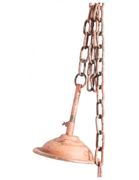 Lampadario Industrial a sospensione non elettrificato L29xPR29xH35 cm in ferro finitura arancio anticata