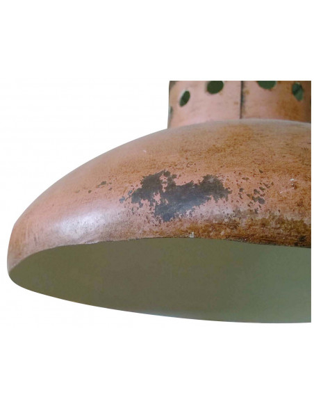 Lampadario Industrial a sospensione non elettrificato L29xPR29xH35 cm in ferro finitura arancio anticata