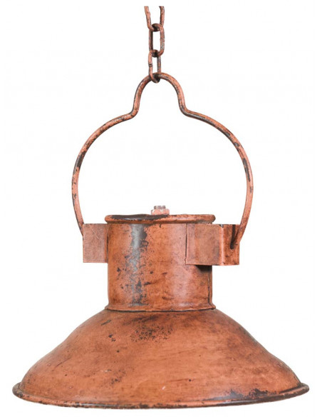 Lampadario Industrial a sospensione non elettrificato L23xPR23xH14 cm in ferro finitura bianca anticata