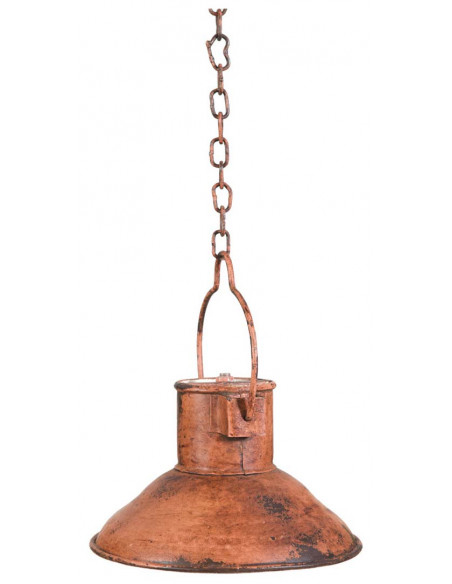 Lampadario Industrial a sospensione non elettrificato L23xPR23xH14 cm in ferro finitura bianca anticata