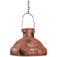 Lampadario Industrial a sospensione non elettrificato L33xPR33xH24 cm in ferro finitura arancio anticata