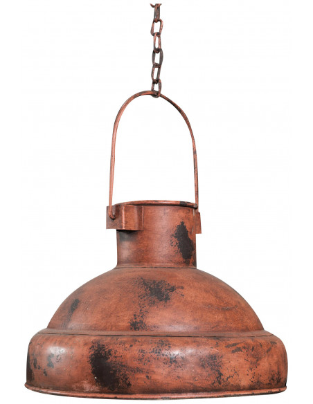 Lampadario Industrial a sospensione non elettrificato L33xPR33xH24 cm in ferro finitura arancio anticata