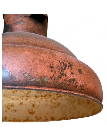 Lampadario Industrial a sospensione non elettrificato L33xPR33xH24 cm in ferro finitura arancio anticata
