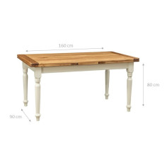 Mesa extensível artesanal Country Made in Italy em madeira maciça branca natural. 2