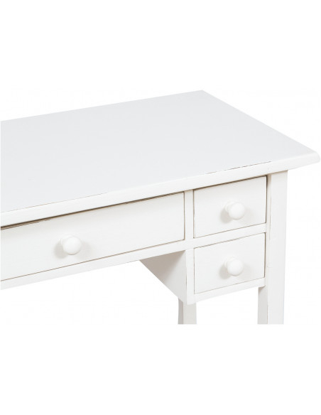 Bureau en bois de tilleul massif, finition blanc antique: photo particulière de dessus - Biscottini.it