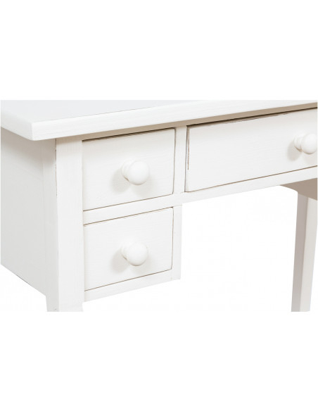 Escritorio de escritorio en madera de tilo maciza acabado blanco antiguo: foto en particular con cajones - Biscottini.it