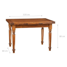 País mesa extensível em madeira maciça telha acabamento noz 120x80x80 cm. Feito em Itália 2