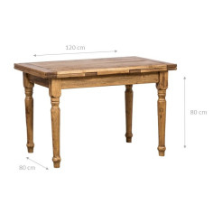 Tavolo Country allungabile in legno massello di tiglio finitura naturale 120x80x80 cm. Made in Italy 2