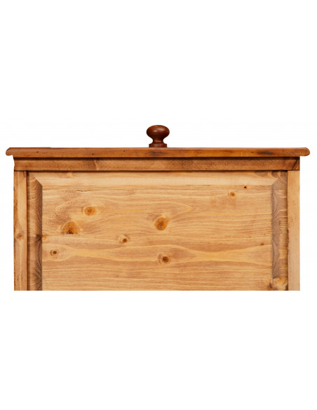 Comodino Country in legno massello di tiglio finitura noce 50x35x75 cm