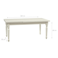 Mesa extensível em madeira maciça com um acabamento branco antigo 180x90x80 cm. Feito em Itália 2