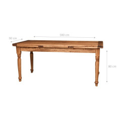 Tavolo Country in massello, con due allunghe. Prodotto artigianale Made in Italy 2