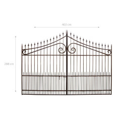Portão de ferro maciço L402xDP4xH288 cm 2